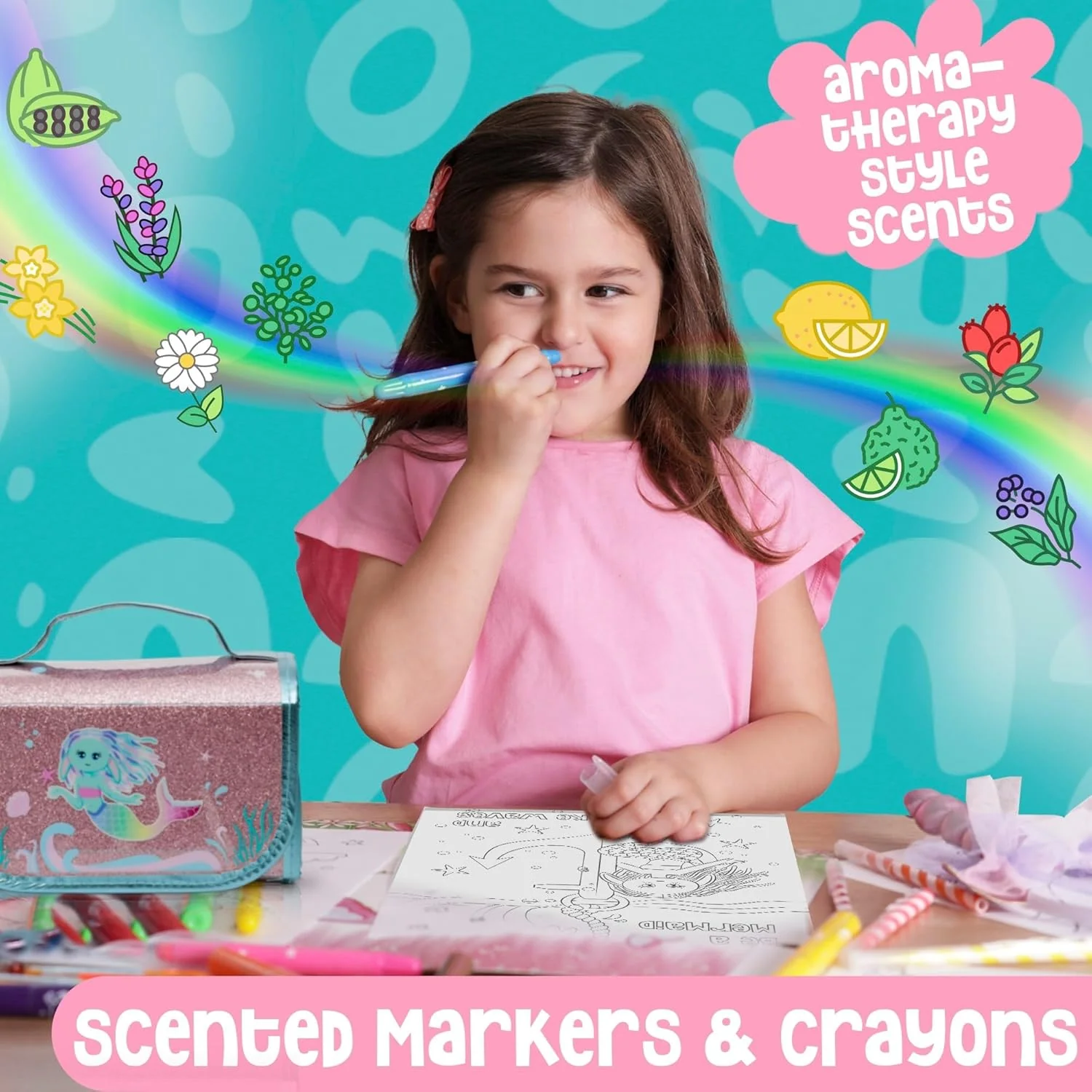 Amitié Lane Scented Markers With Mermaid Pencil Case - 6-9YRS - Image 3
