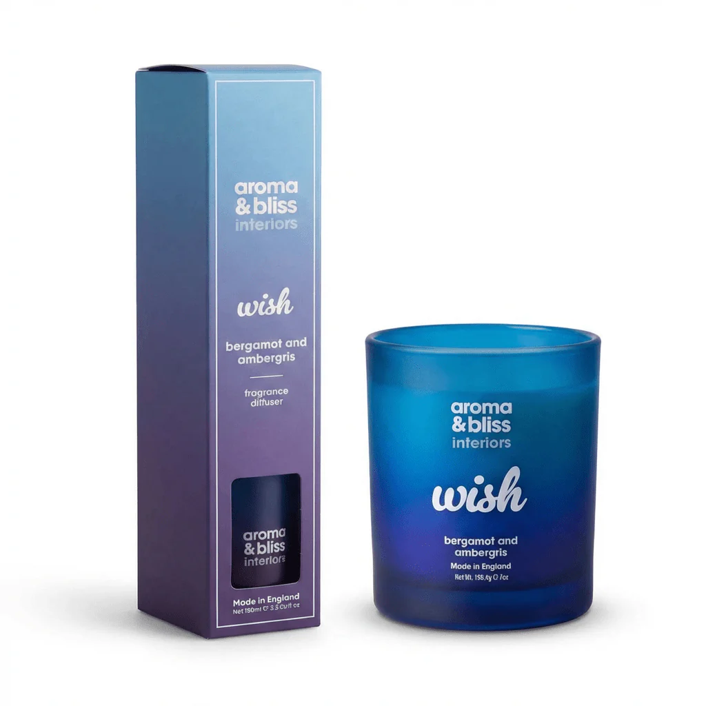 Aroma & Bliss Wish Candle & Diffuser Duo – Bergamot & Ambergris