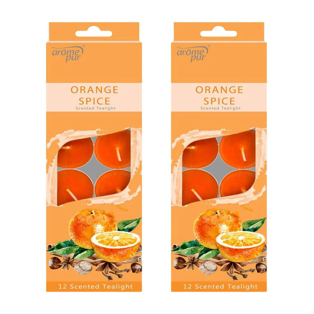 AROME PUR Orange Spice Scented Tealights - (24 Pack)