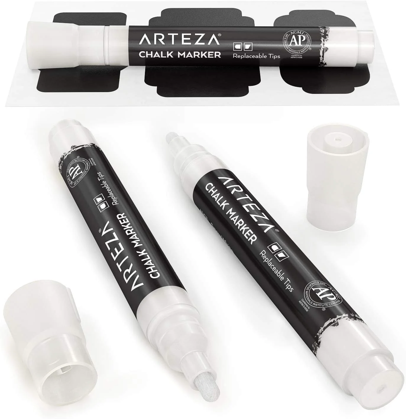 Arteza 150 Chalkboard Labels for Jars, Spice Jar Labels with 3 White Chalk Pens - Image 5