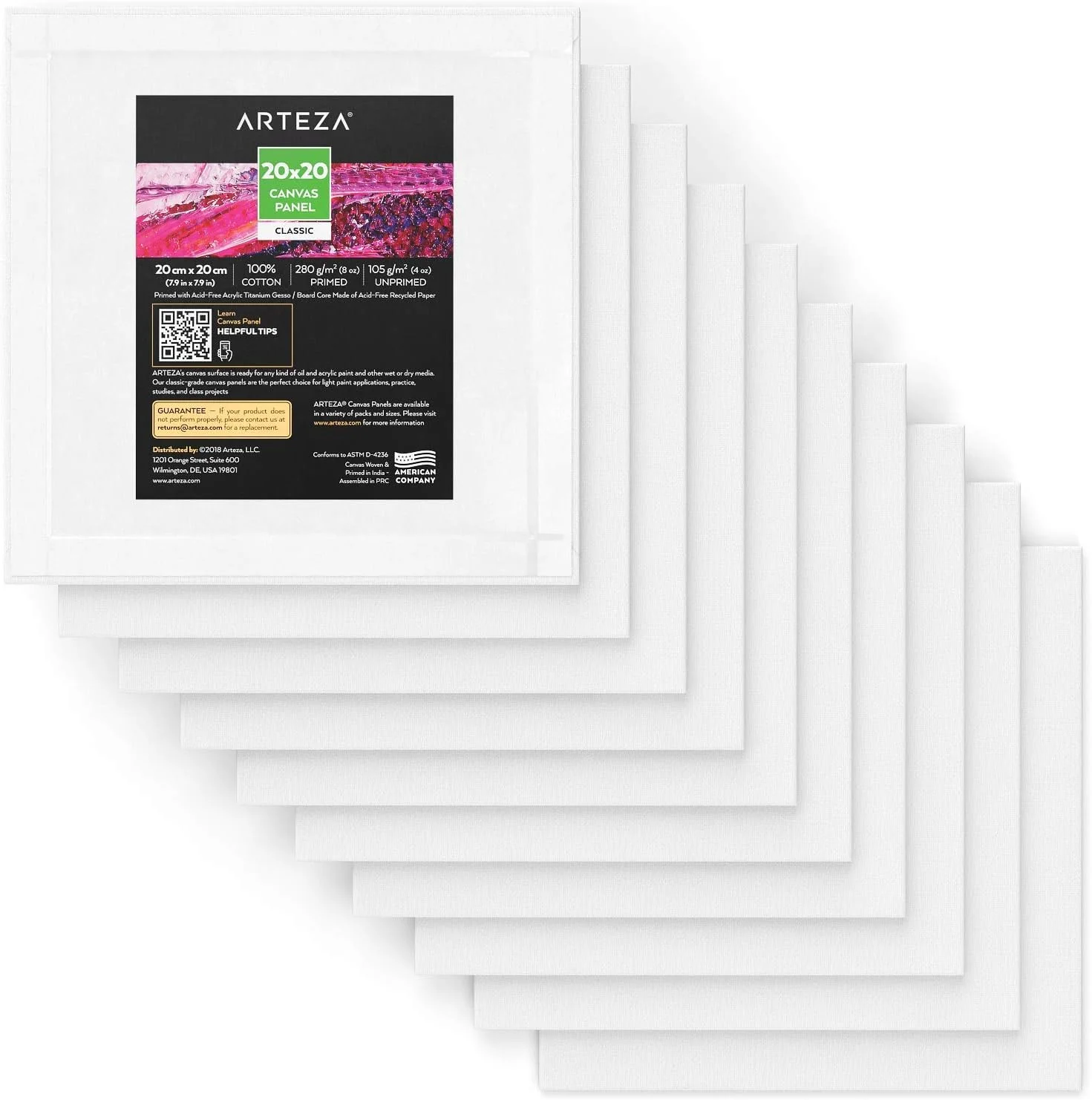 Arteza Blank Square Canvas Board Panels - 7.9"x7.9" (20x20cm) - 10 Pack - Image 5