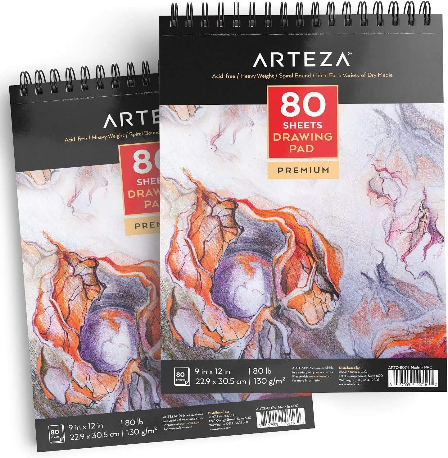 Arteza 22.9 x 30.5cm Drawing Pad - 2 Pack