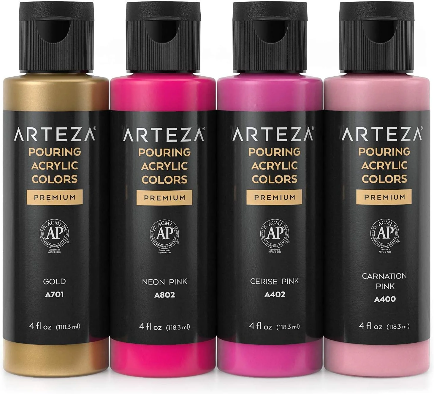 ARTEZA Acrylic Pouring Paint Set - 118ml Bottles - Set of 4 Blush Tones - Image 3