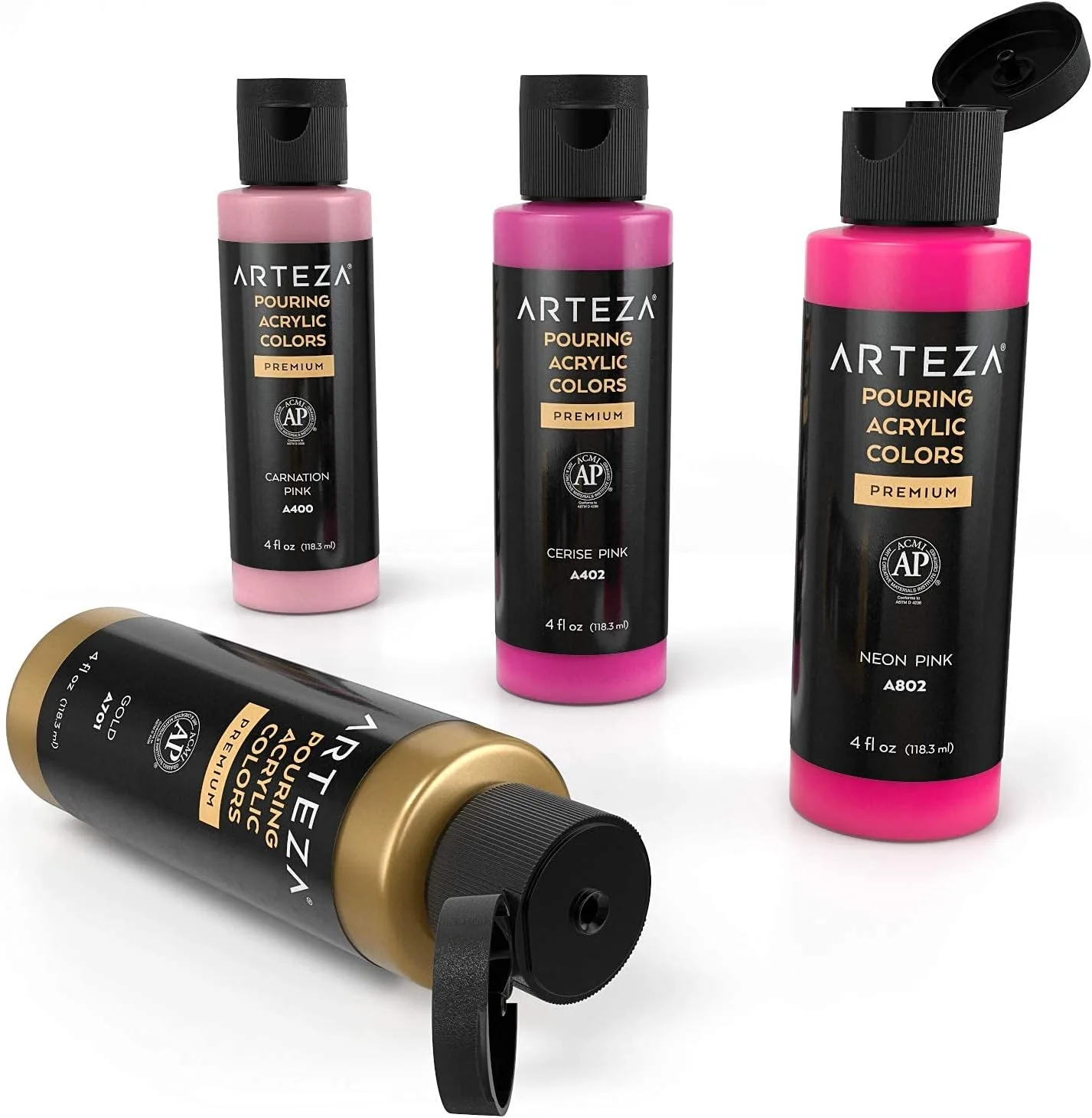 ARTEZA Acrylic Pouring Paint Set - 118ml Bottles - Set of 4 Blush Tones - Image 5