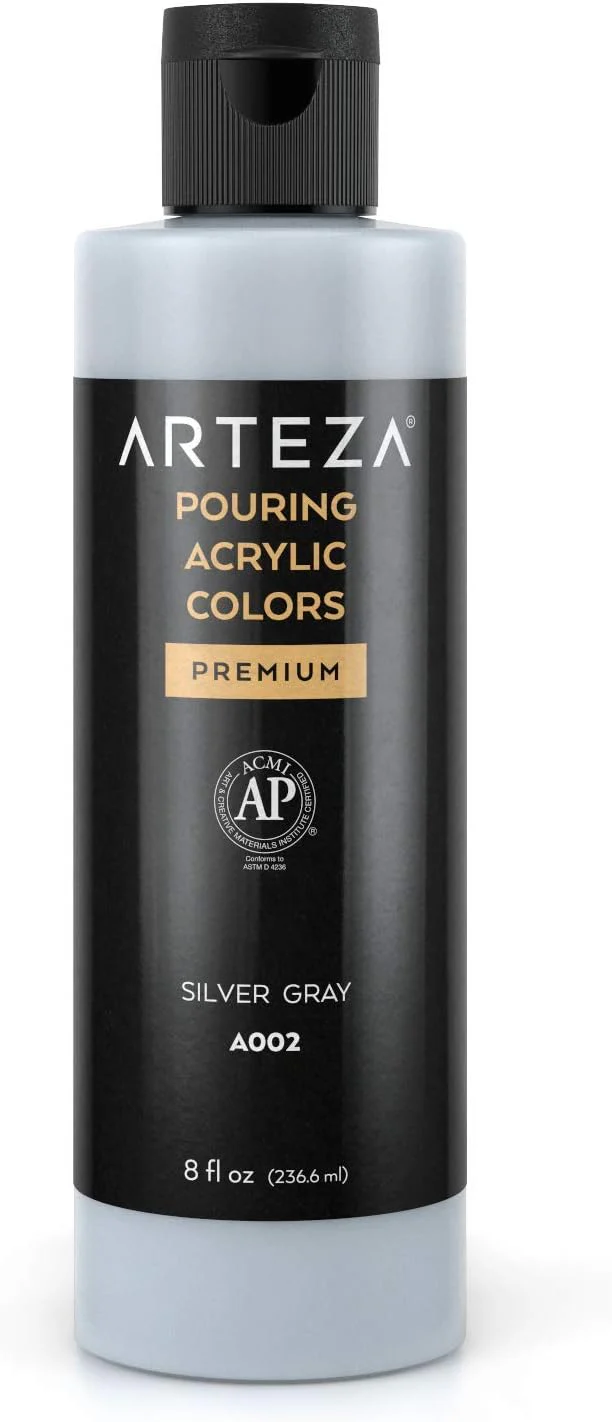 ARTEZA Acrylic Pouring Paint - Silver Gray (236ml)
