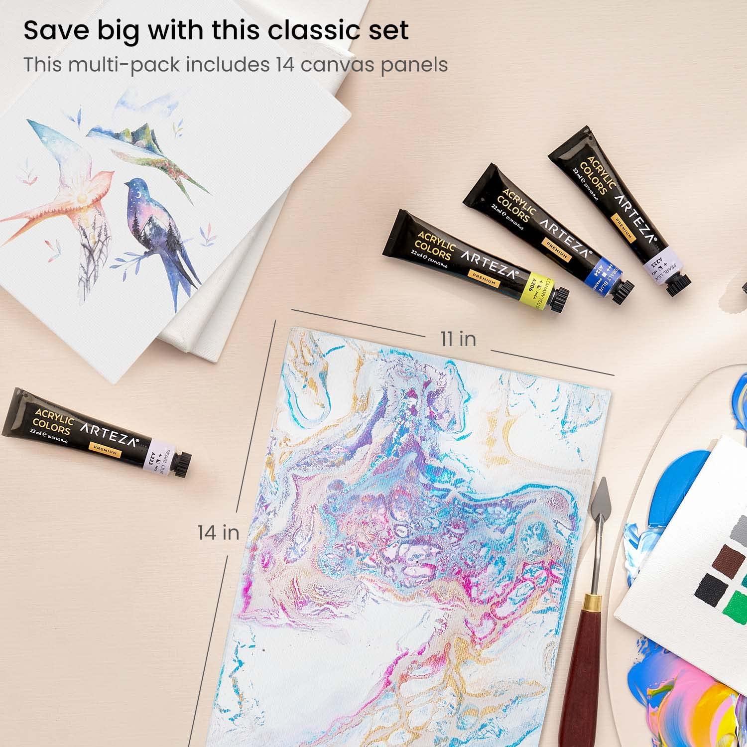 Arteza Canvas Board - 11"x14" (27.9x35.6cm) - 14 Pack - Image 3
