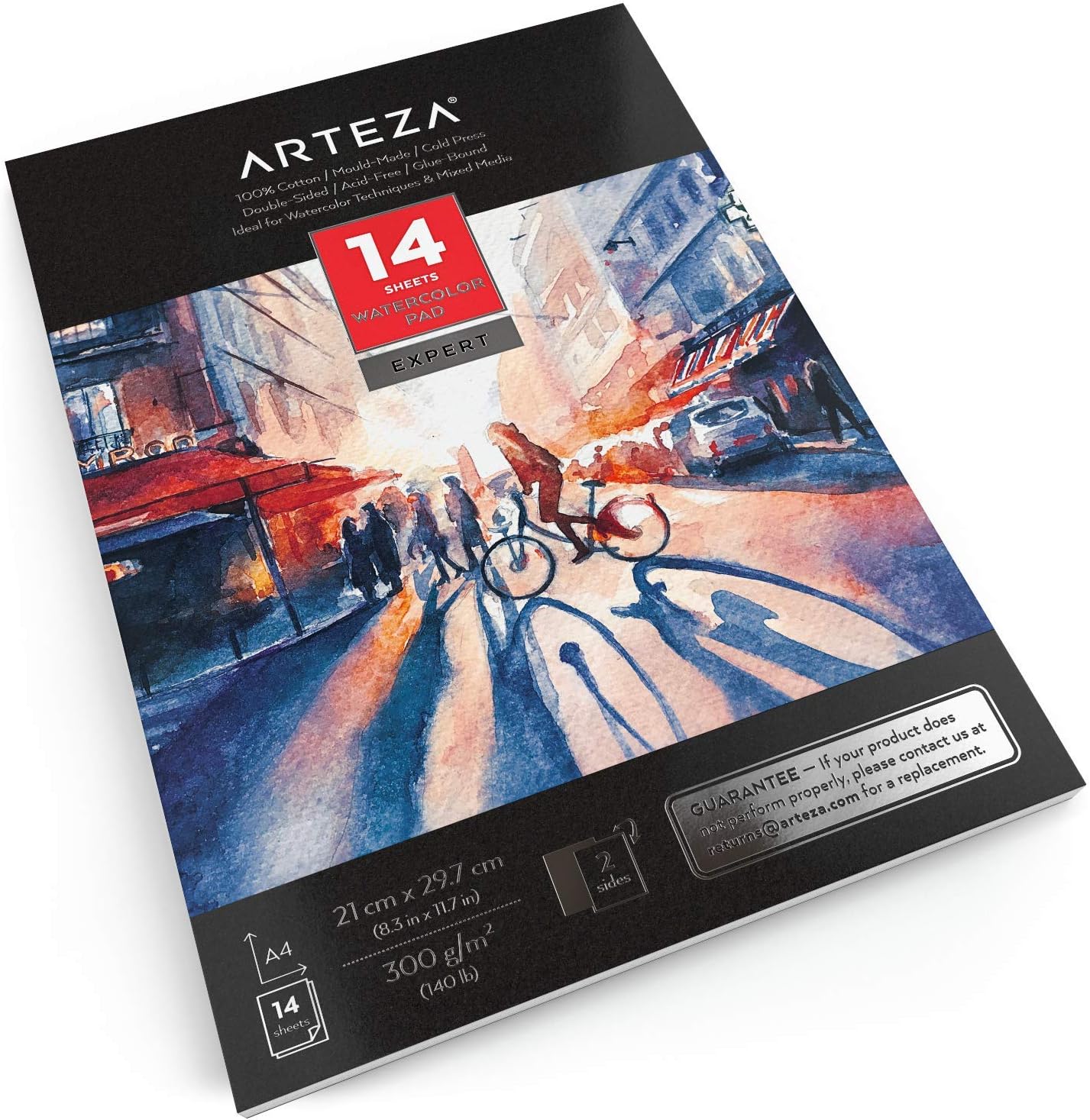 Arteza Double-Sided Watercolour Paper Pad A4, 14 Sheets, 300gsm - Image 3