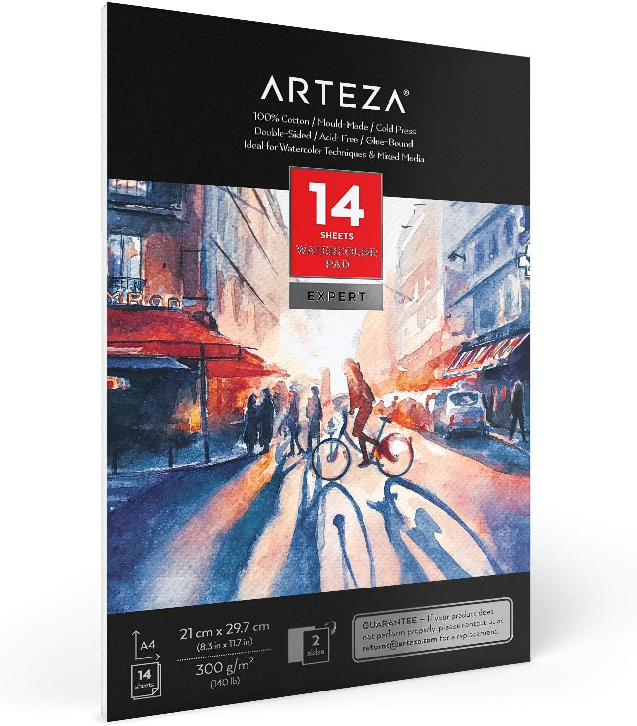 Arteza Double-Sided Watercolour Paper Pad A4, 14 Sheets, 300gsm - Image 5