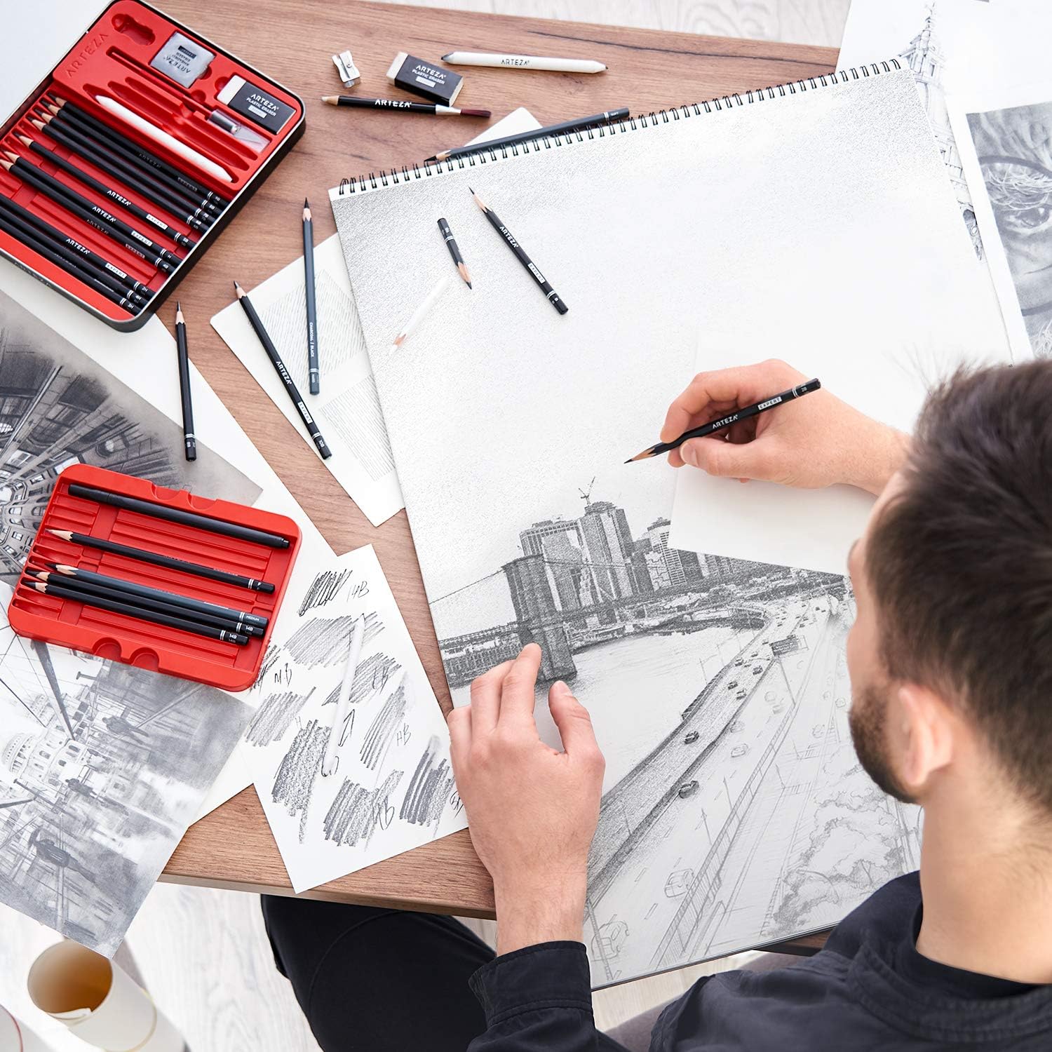 Arteza Large A2 Drawing Pad with Micro-Perforation - 2 Pack (46x61cm) - Image 5