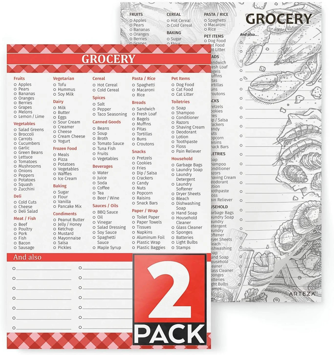 Arteza Grocery List Magnetic Notepad to Do List - Pack of 2 - Image 2