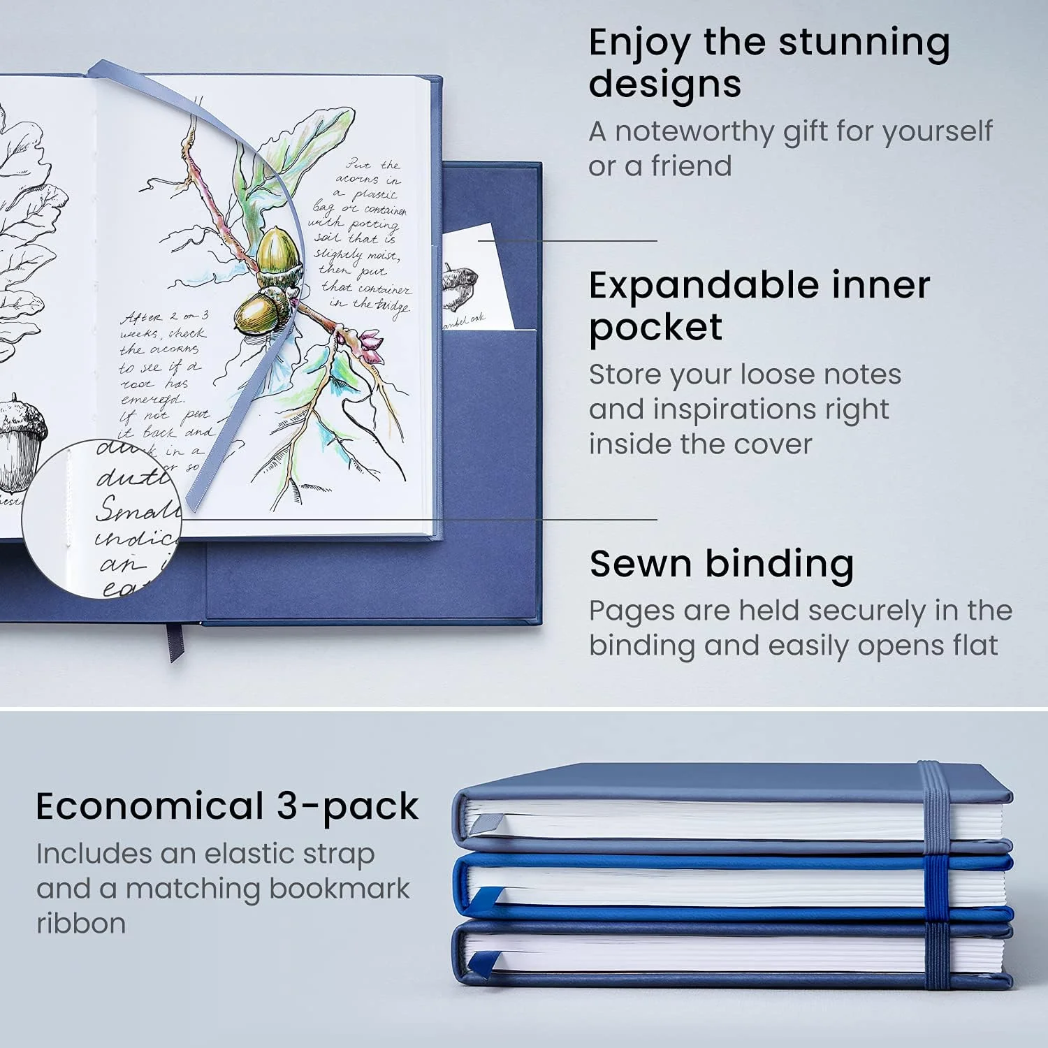 ARTEZA Hardback Notebook 3-Pack - Image 2