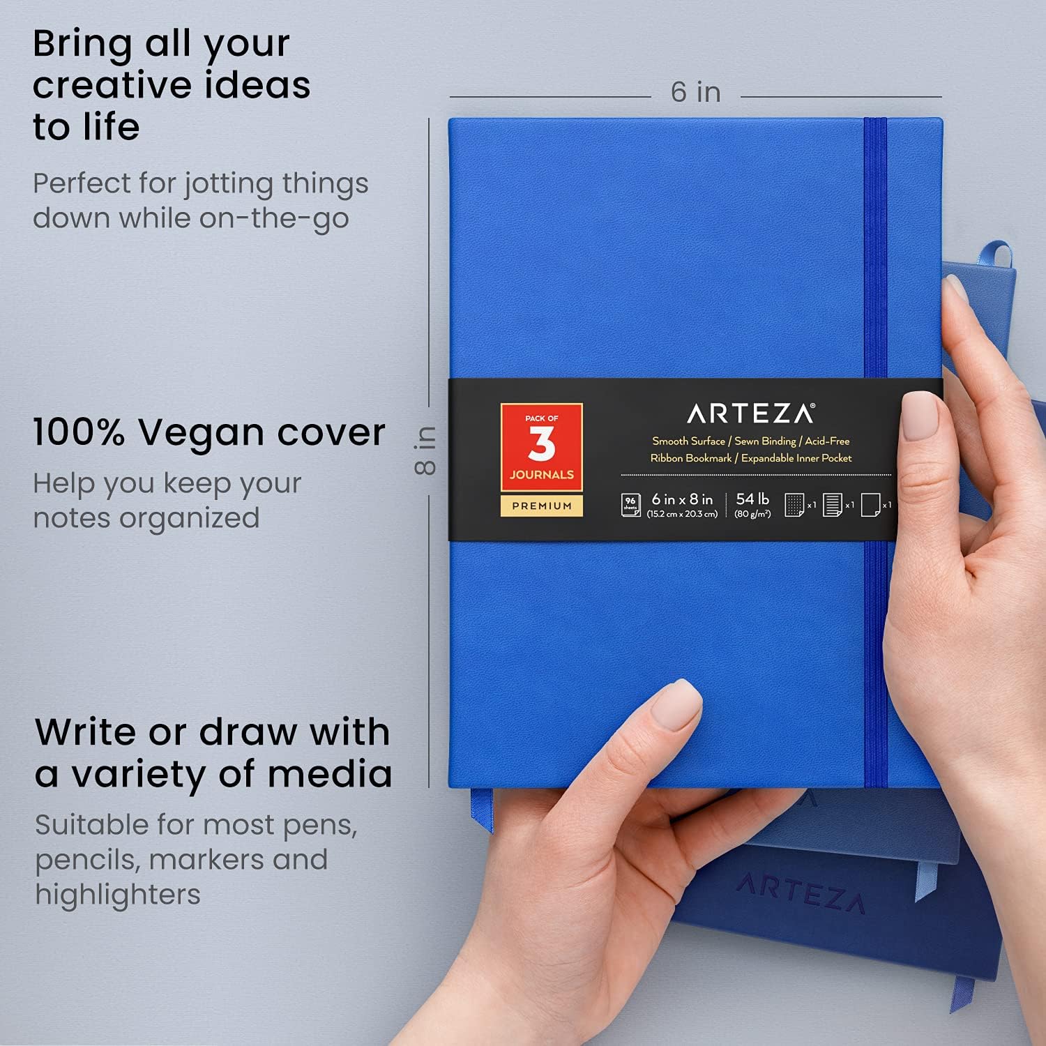 ARTEZA Hardback Notebook 3-Pack - Image 3