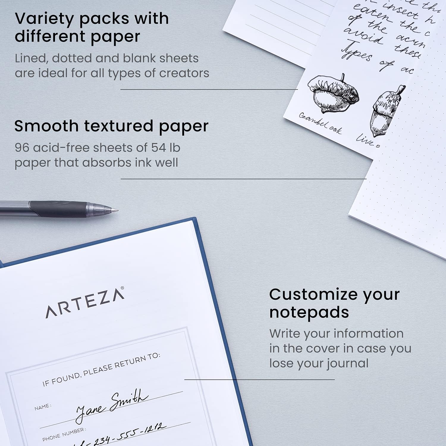 ARTEZA Hardback Notebook 3-Pack - Image 4