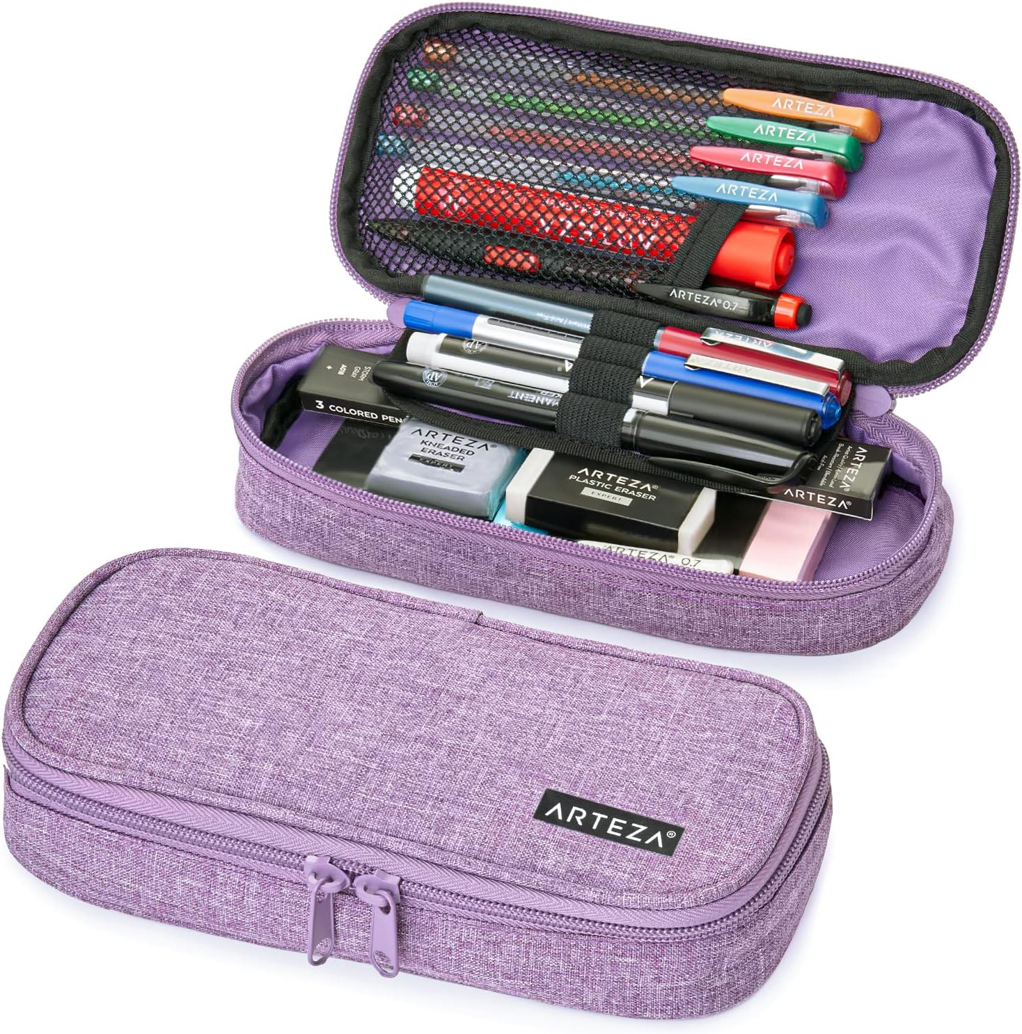 ARTEZA Lightweight Purple Pencil Case with Zip
