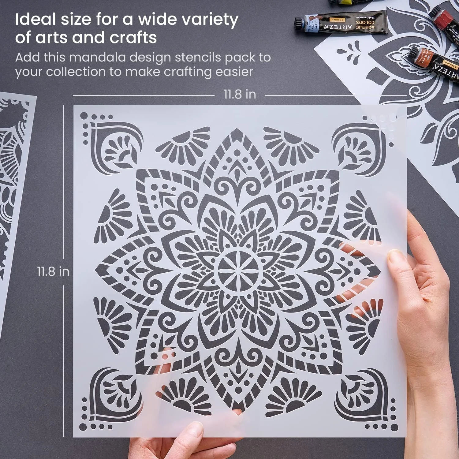 Arteza Mandala Stencils for Painting - 12 Designs - Image 2