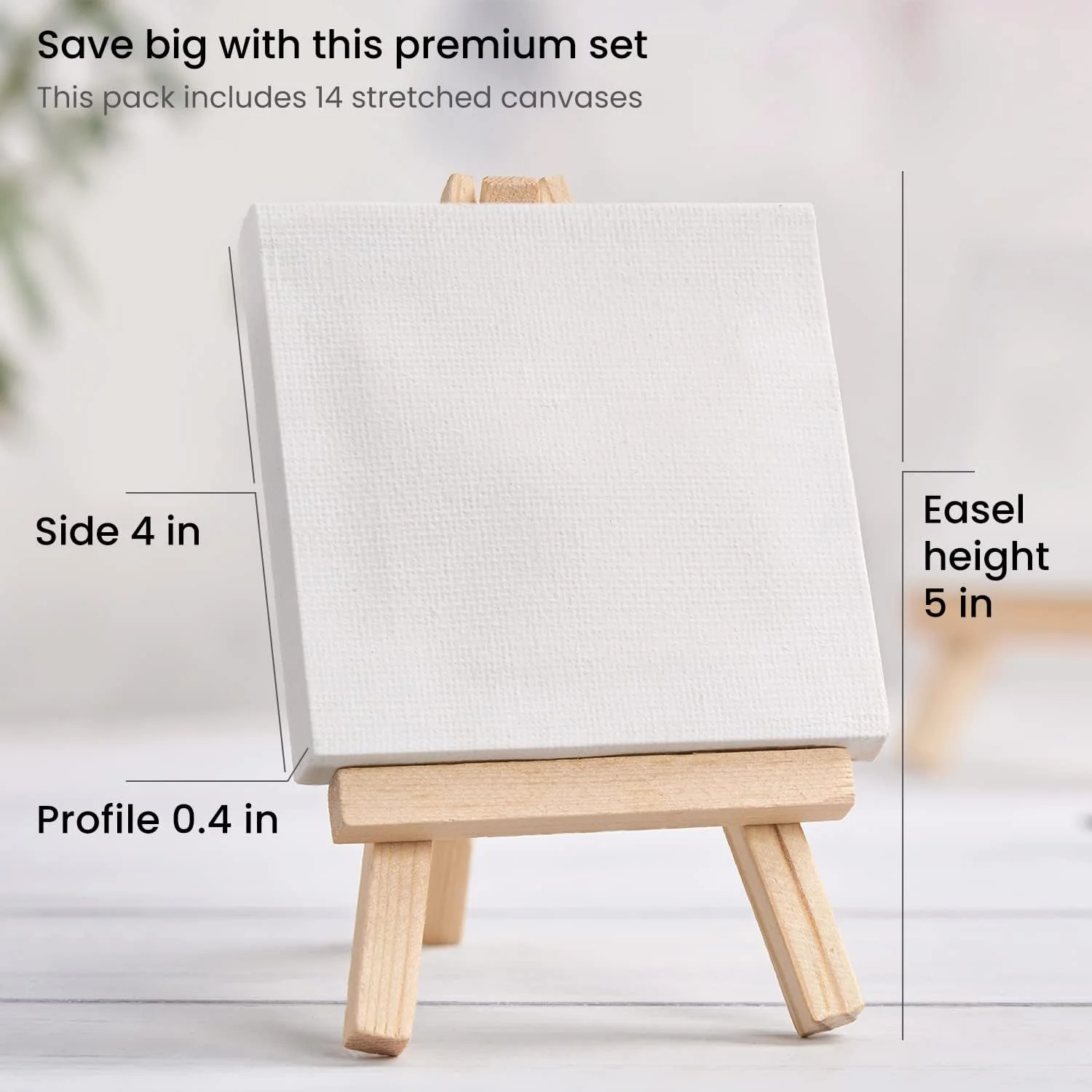ARTEZA Mini Canvases with Easels - 4"x4" (10.16x10.16cm) - 14 Pack - Image 4