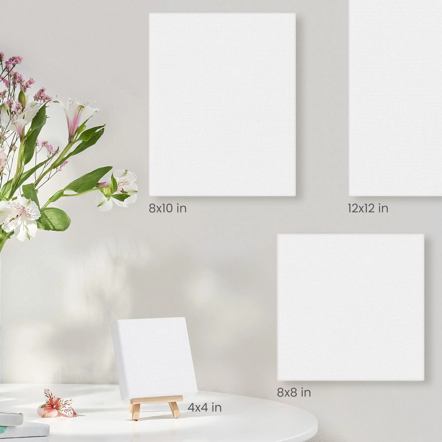 ARTEZA Mini Canvases with Easels - 4"x4" (10.16x10.16cm) - 14 Pack - Image 8