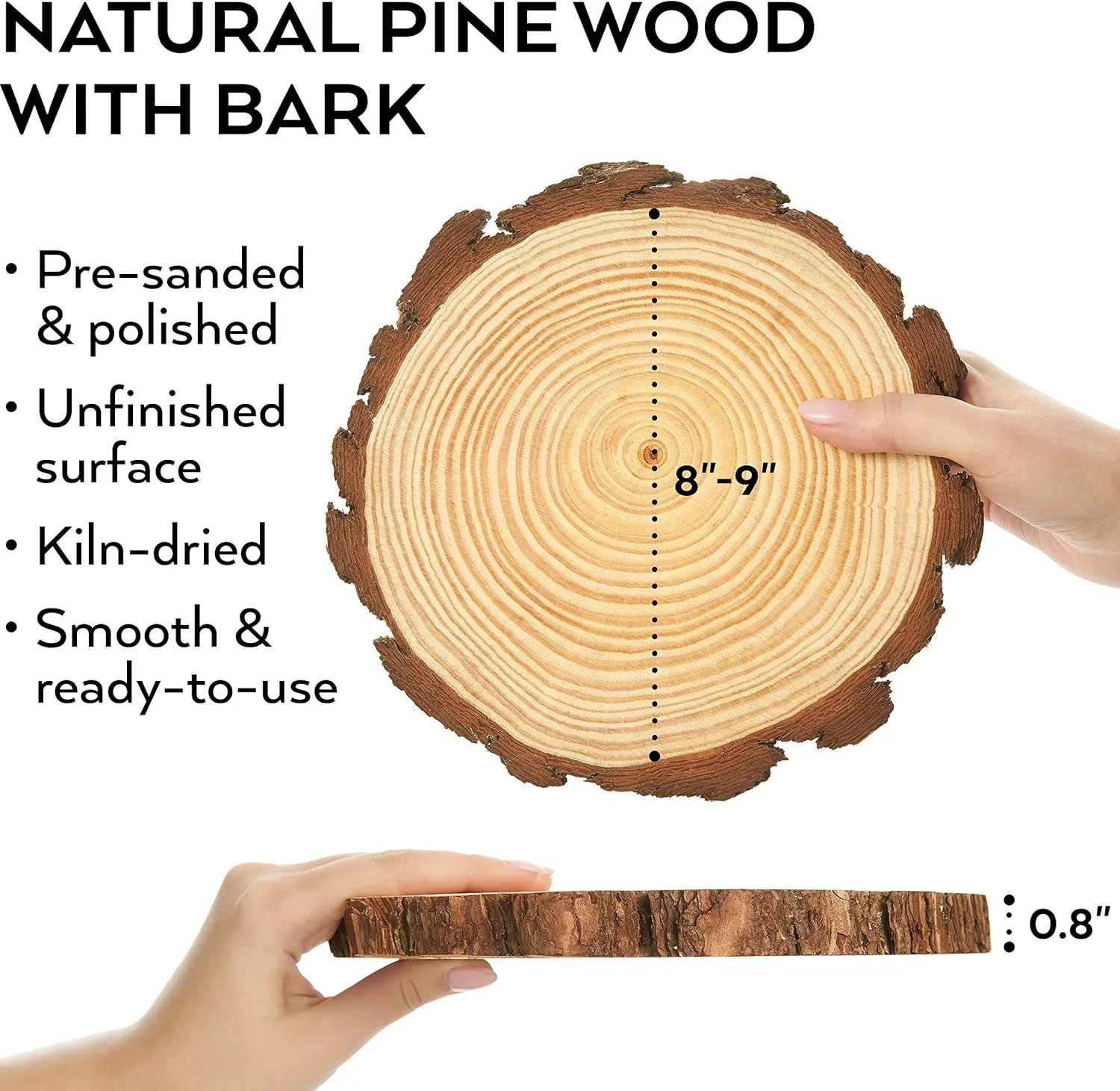 Arteza Natural Wood Art Slices - 8 Pieces (20-23cm Diameter) - Image 2