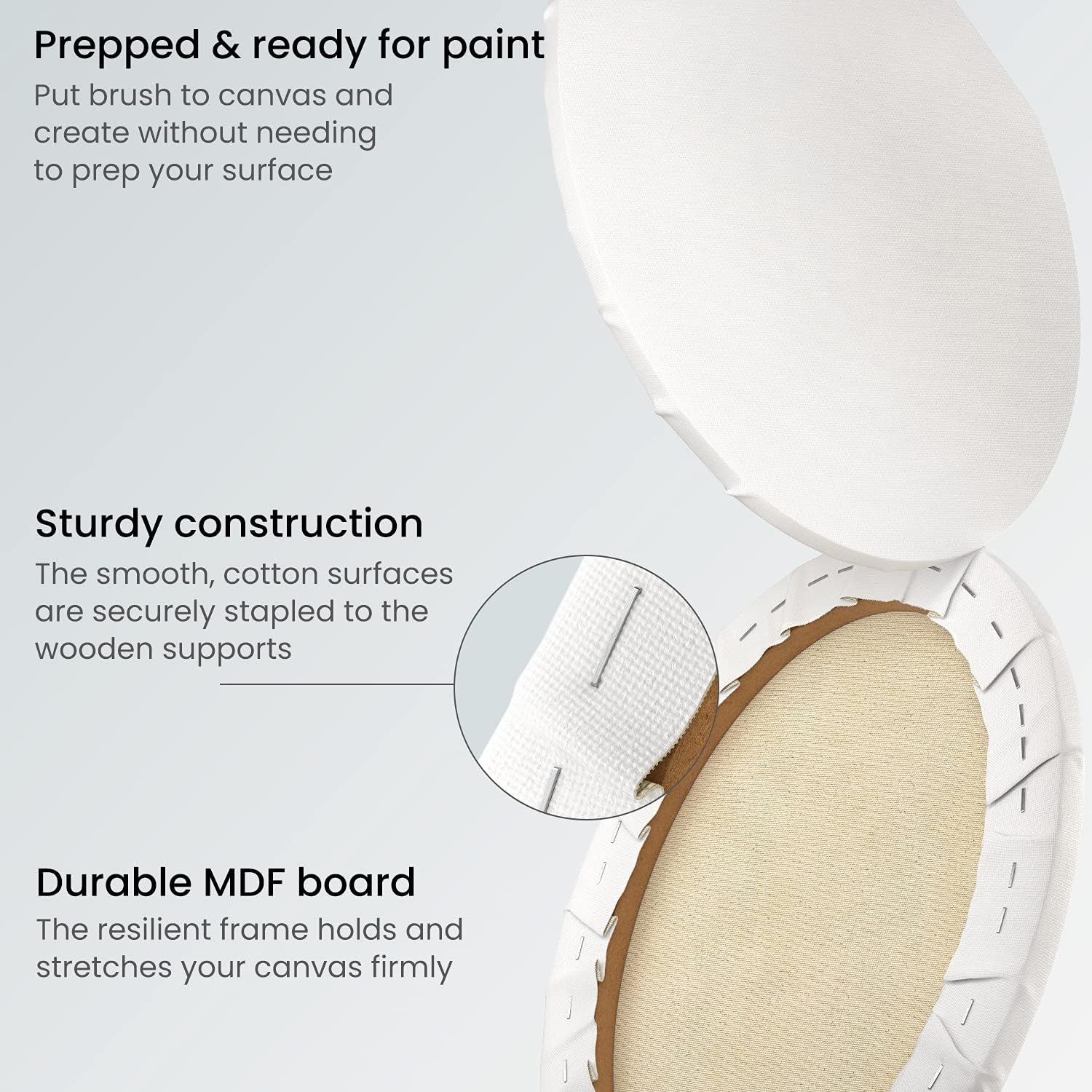 ARTEZA Oval Paint Canvases - 12"x16" (30.5x40.6cm) - 6 Pack - Image 2