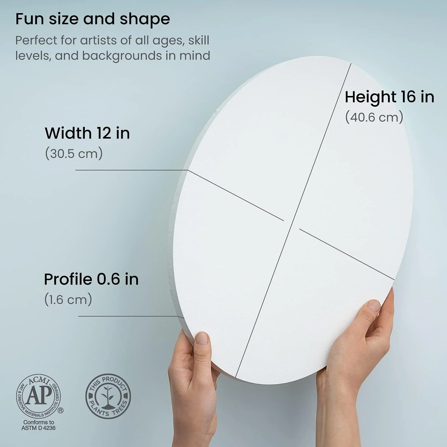 ARTEZA Oval Paint Canvases - 12"x16" (30.5x40.6cm) - 6 Pack - Image 3
