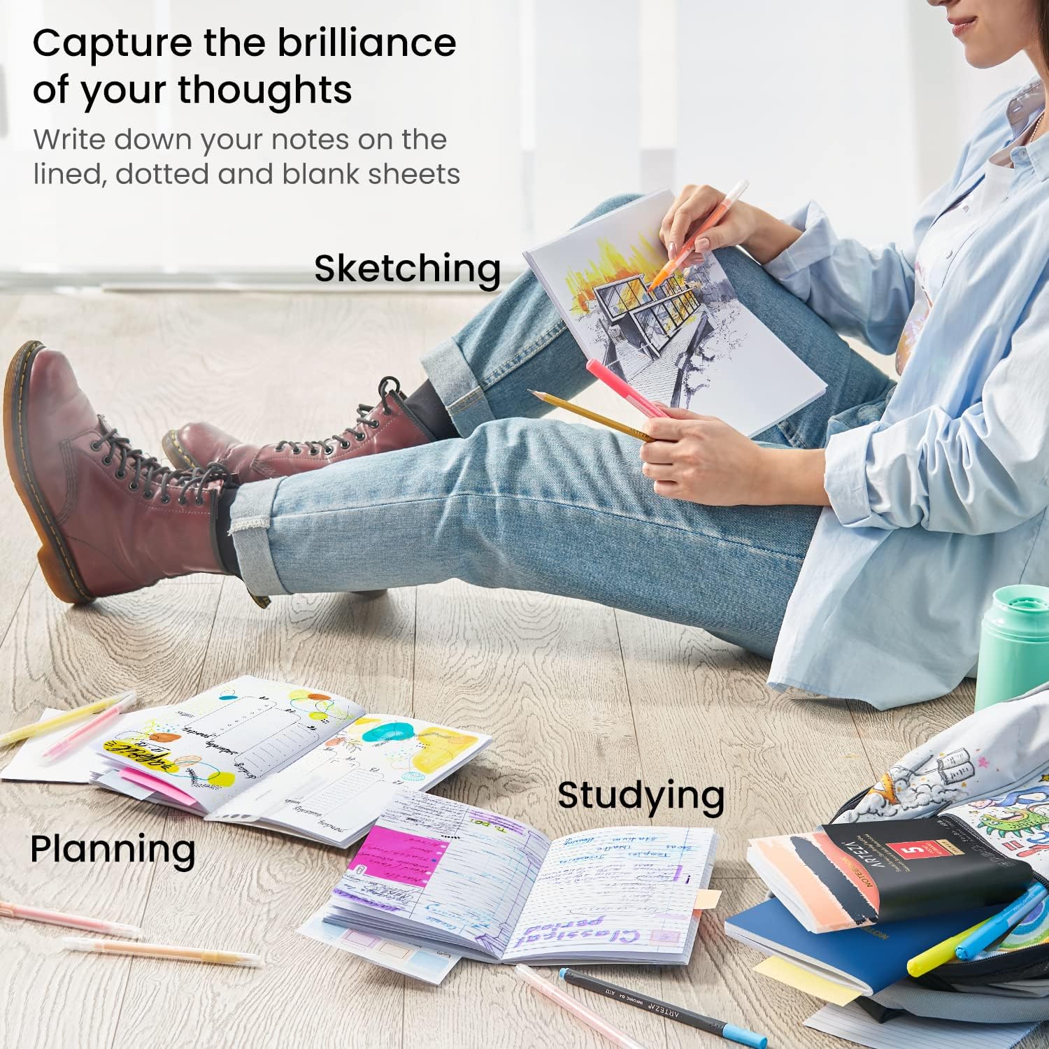 ARTEZA Pocket Notebooks, Set of 5 (12.7cm x 20.3cm) - Image 6