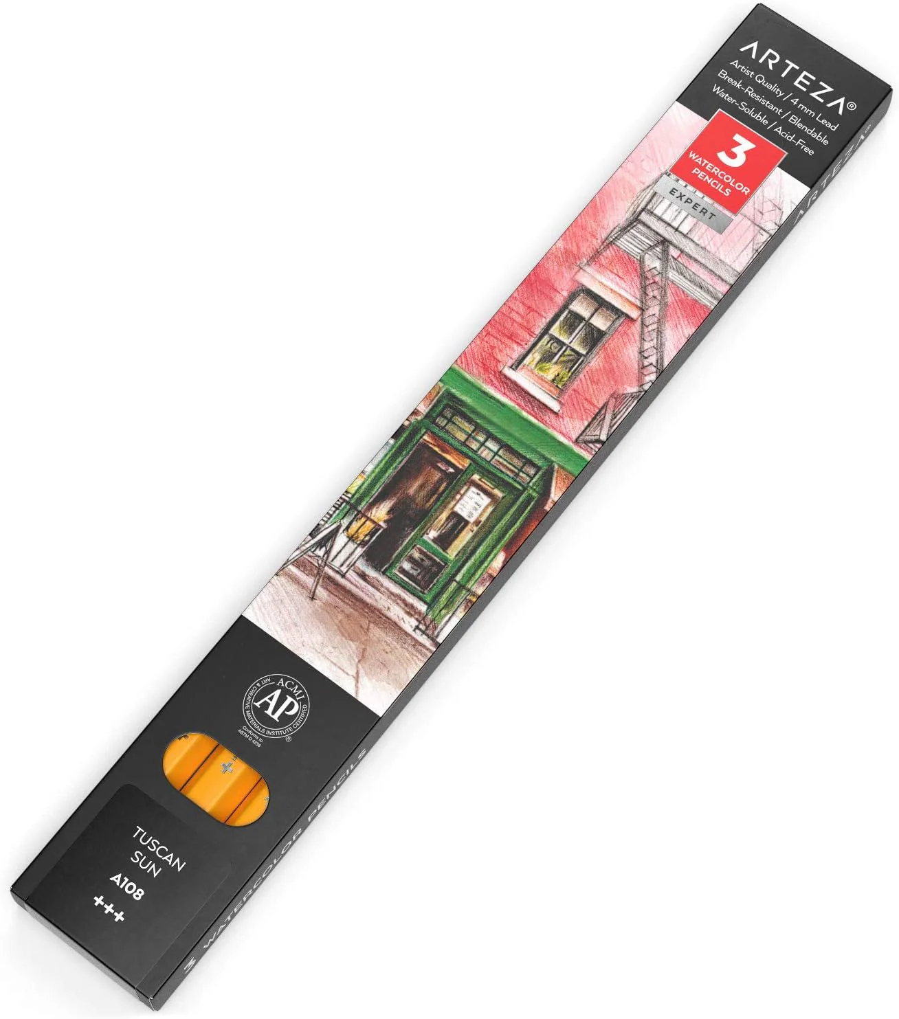 ARTEZA Professional Watercolour Pencils - 6 Pack (Tuscan Sun) - Image 3