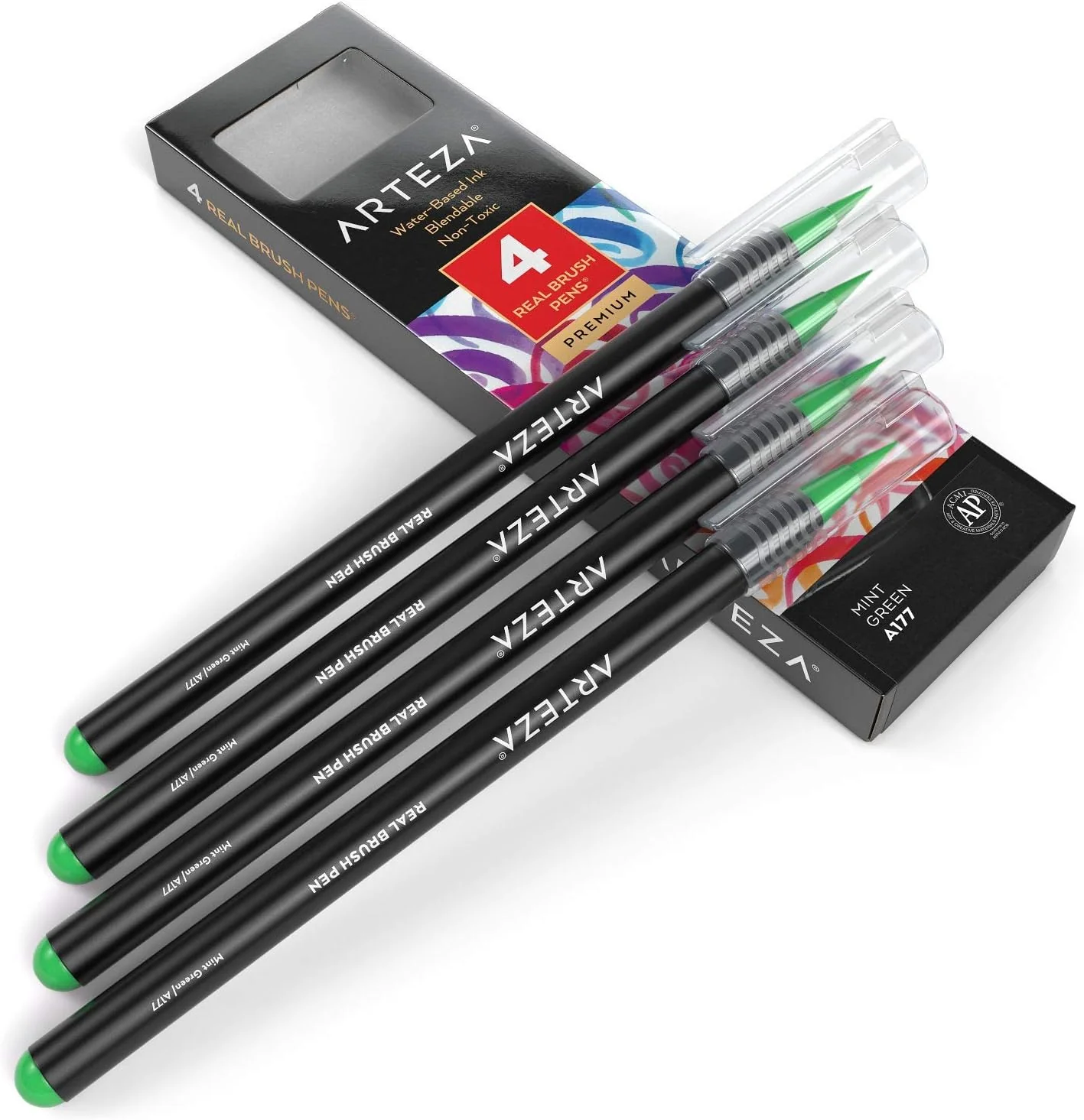 ARTEZA Real Brush Watercolour Pens - Mint Green - Image 5