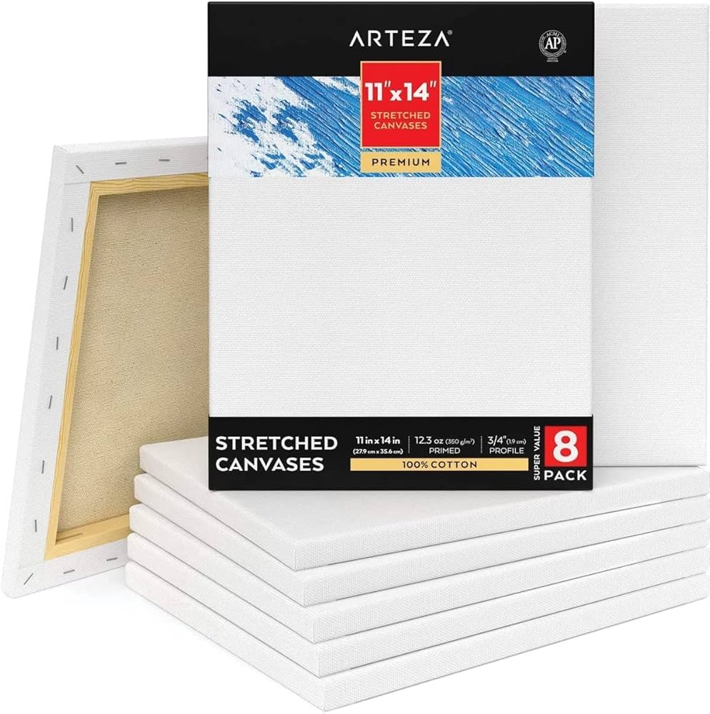 ARTEZA Stretched Canvas - 11'x14" (28x35.6cm) - 8 Pack