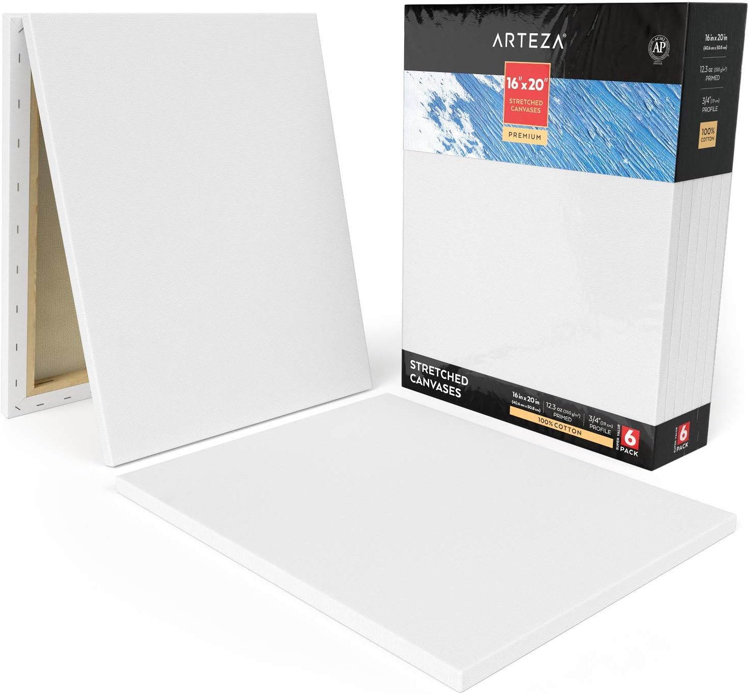 Arteza Stretched Canvas - 16"x20" (40.6x50.8cm) - 6 pack - Image 6