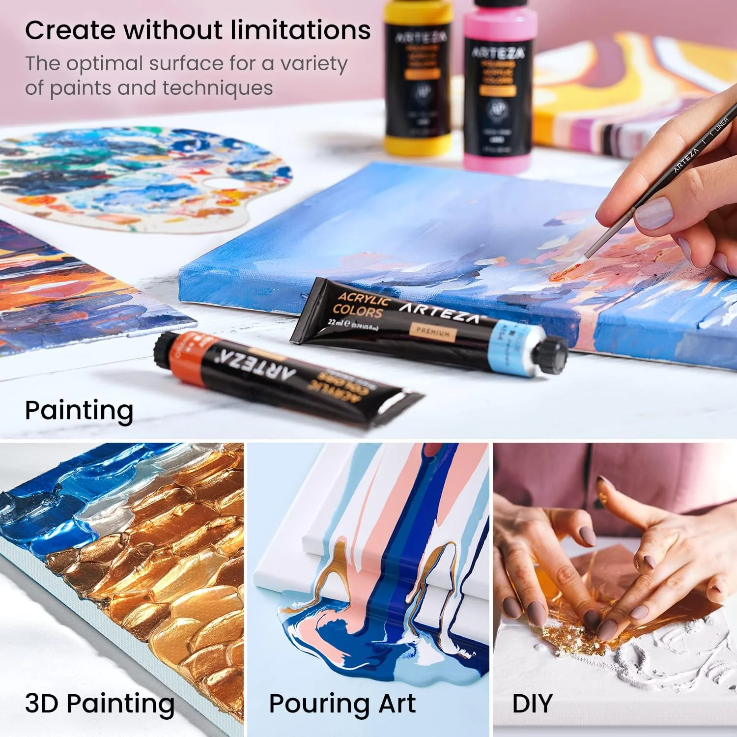 ARTEZA Stretched Canvas Multipack - 4 Pack - Image 4