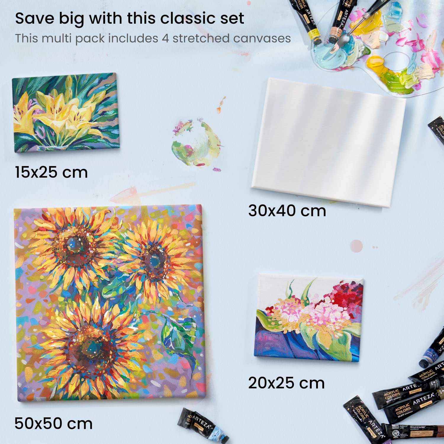 ARTEZA Stretched Canvas Multipack - 4 Pack - Image 5
