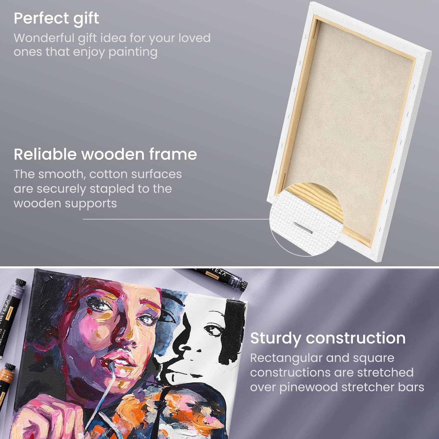 ARTEZA Stretched Canvas Multipack - 4 Pack - Image 7