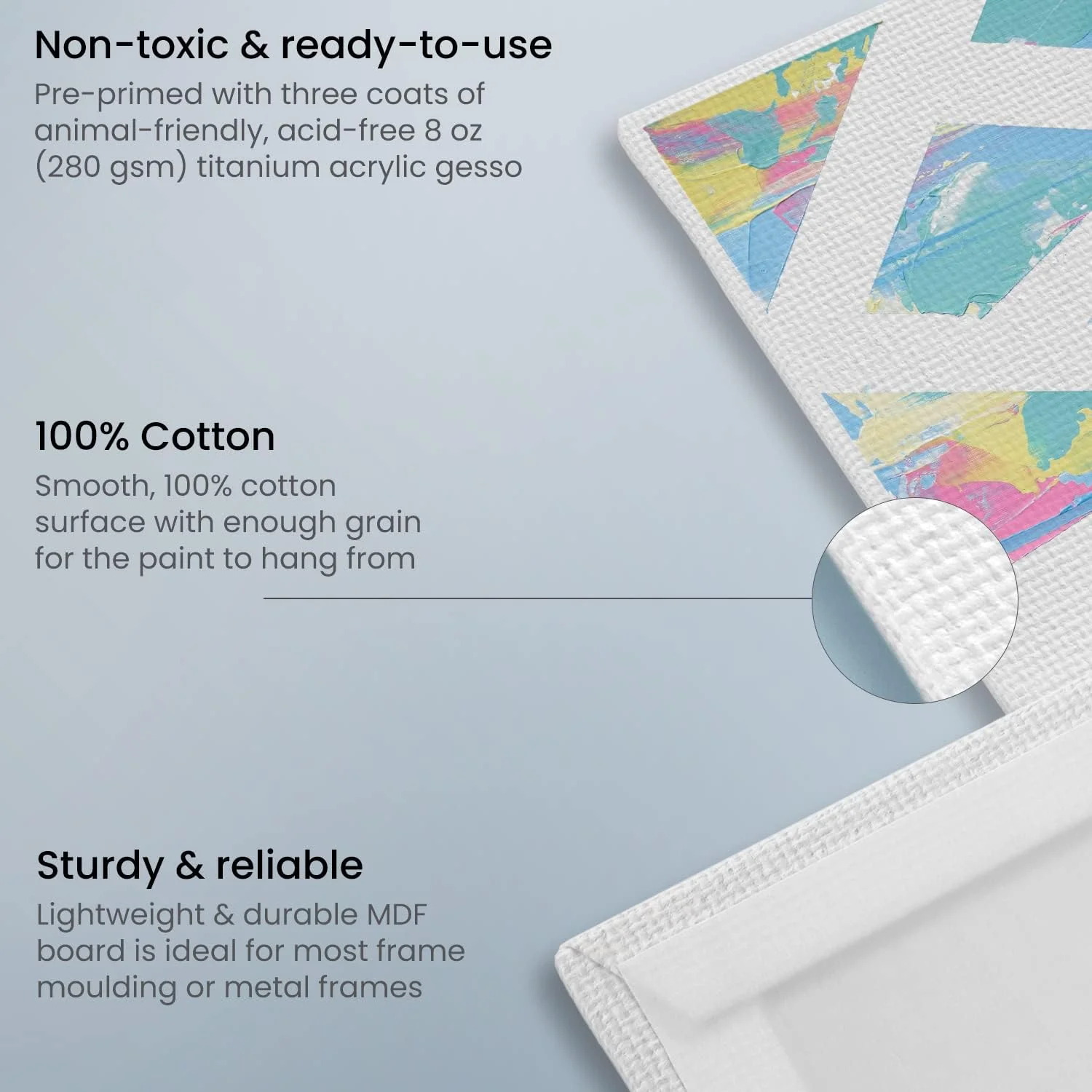 ARTEZA White Blank Canvas Panels Boards - 11"x14" (28x36cm) - 28 Pack - Image 2