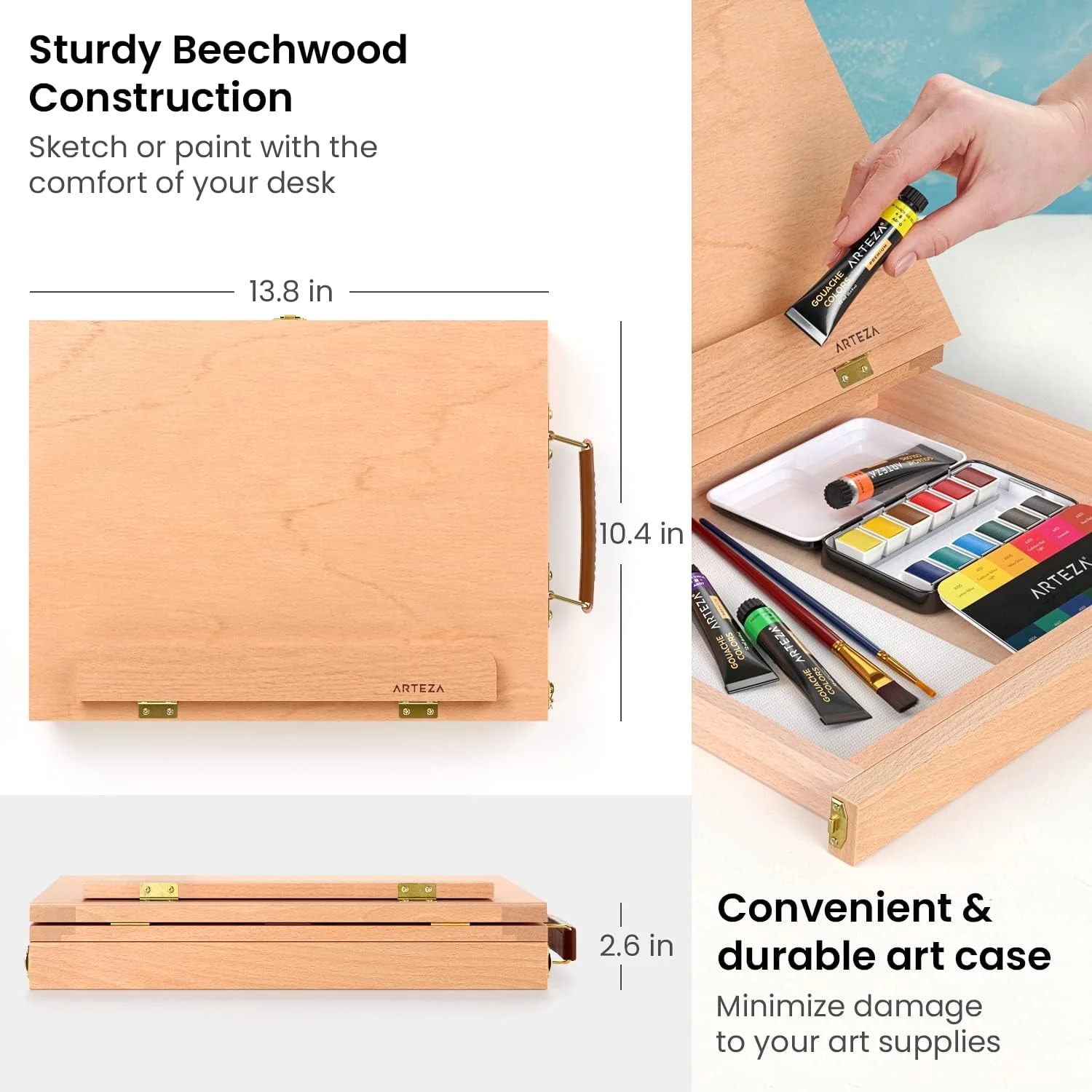 Arteza Wooden Desktop Easel with Drawer and Palette - Image 5