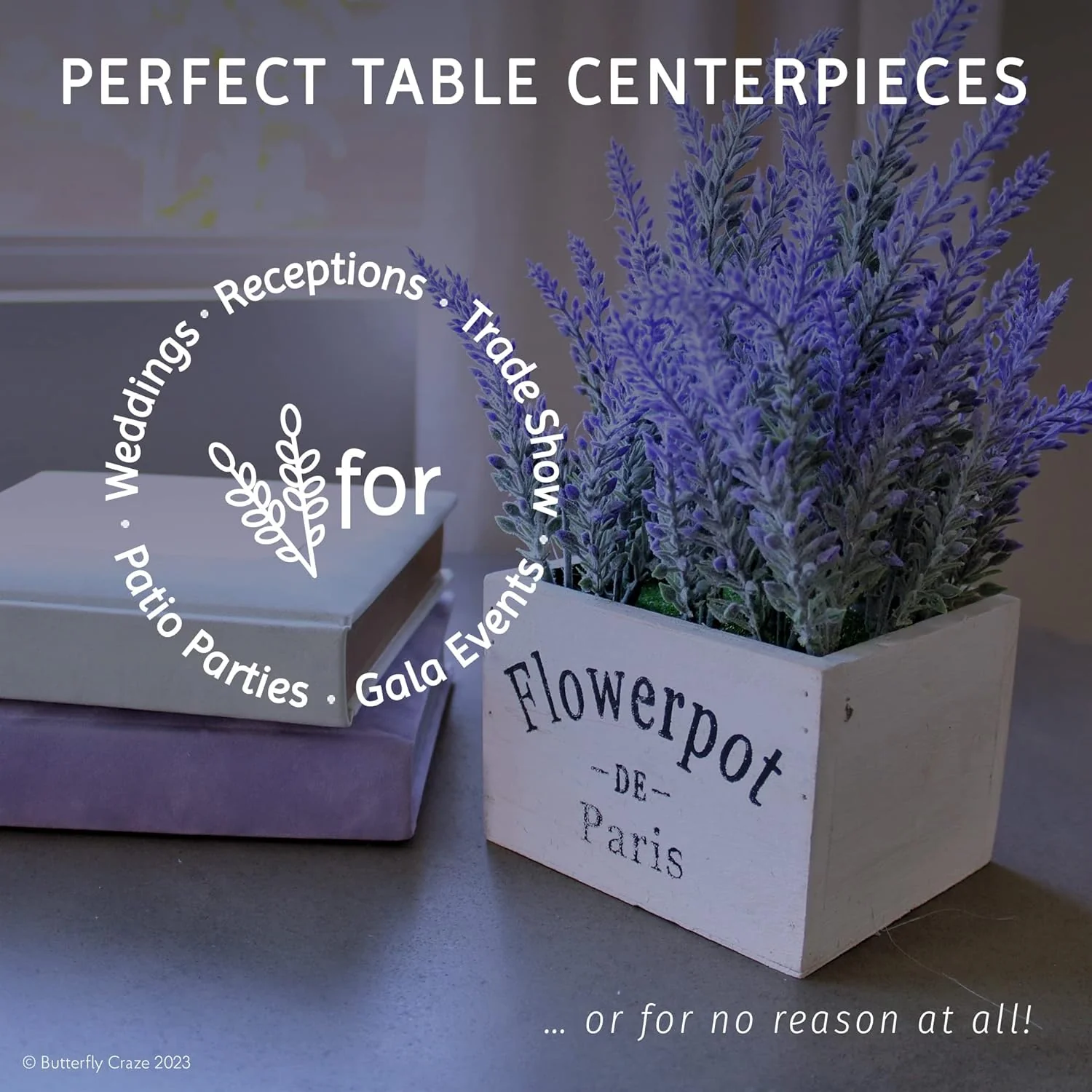 Artificial Lavender Plants in Rustic Wooden Planters - Set of 2 - Image 6