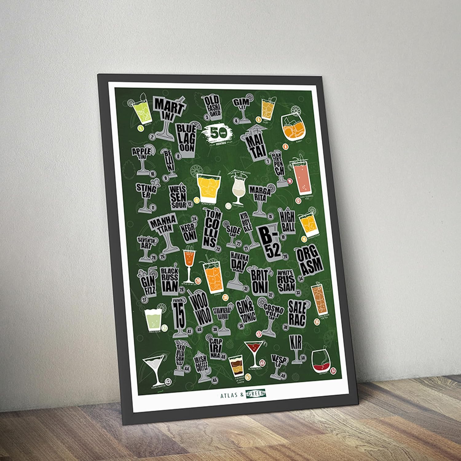 Atlas & Green 50 Cocktails to Make Scratch Off Poster - Image 2