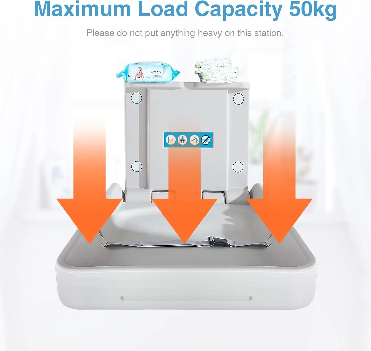 Baby Changing Station - Vertical Wall Mounted Changing Table - Commercial or Domestic - Image 2