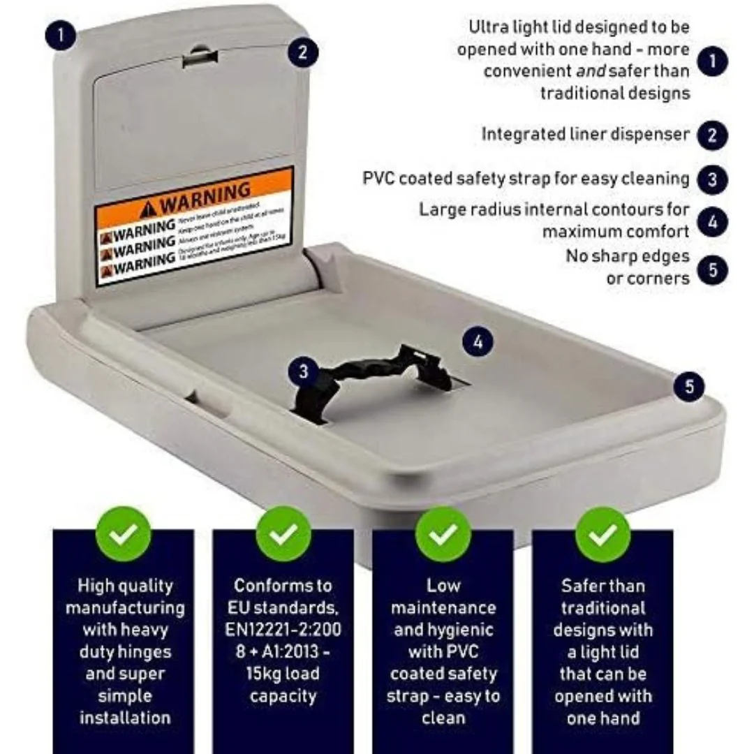 Baby Changing Station - Wall Mounted Unit Changer Commercial Fold Down - Image 4