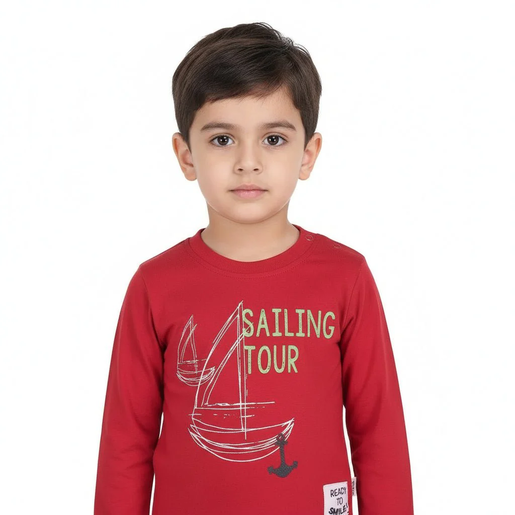 Babybol - Red Sailing Tour Kids Long Sleeve Top (Various Sizes) - Image 2
