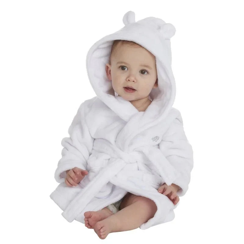 Babytown Super Soft Hooded Dressing Gown - White (Various Sizes) - Image 2