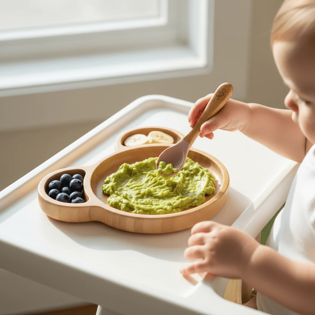 Baby & Toddler Bamboo Mouse Suction Plate & Spoon Set - Image 2