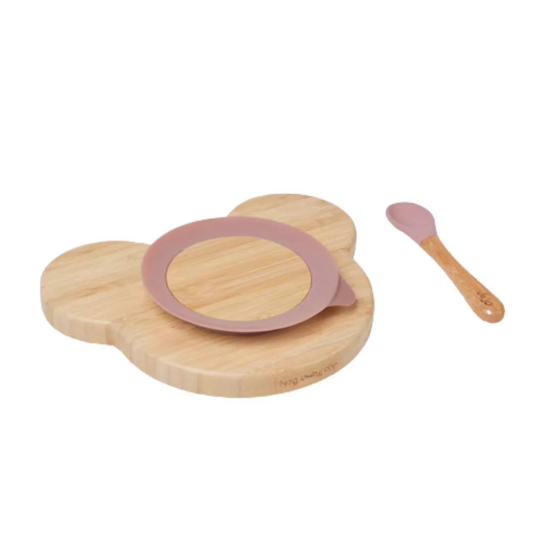 Baby & Toddler Bamboo Mouse Suction Plate & Spoon Set - Image 3