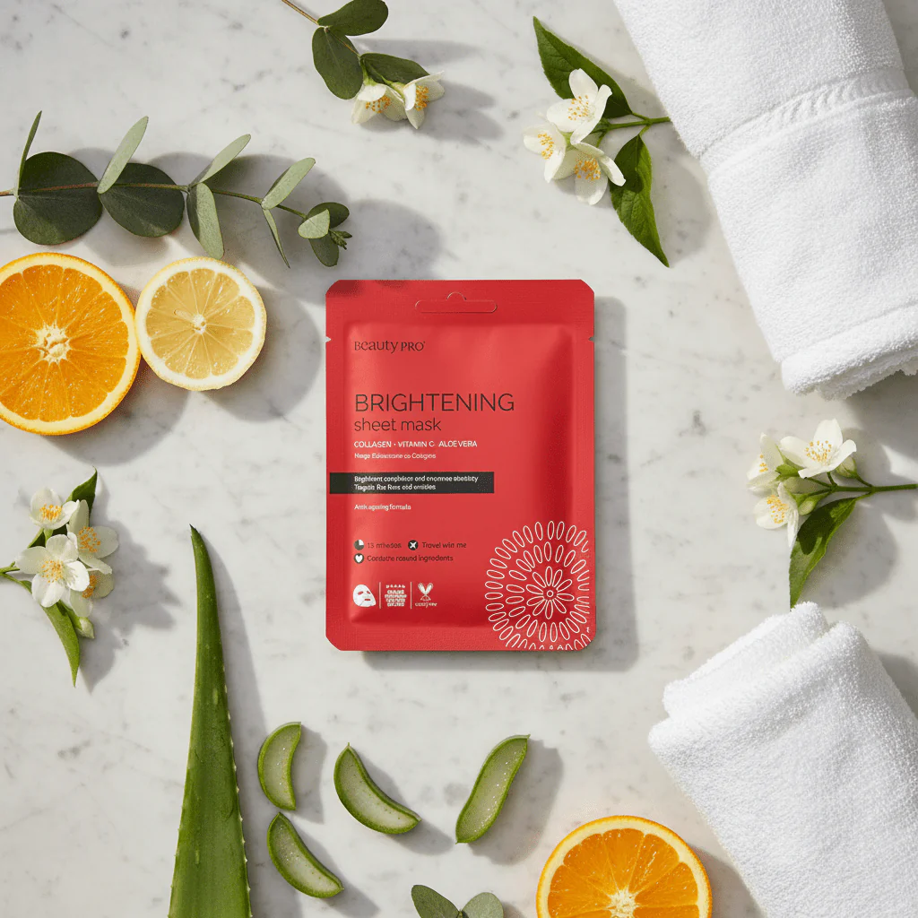 Beauty Pro Collagen Vitamin C Aloe Vera Brightening Sheet Mask - Image 3