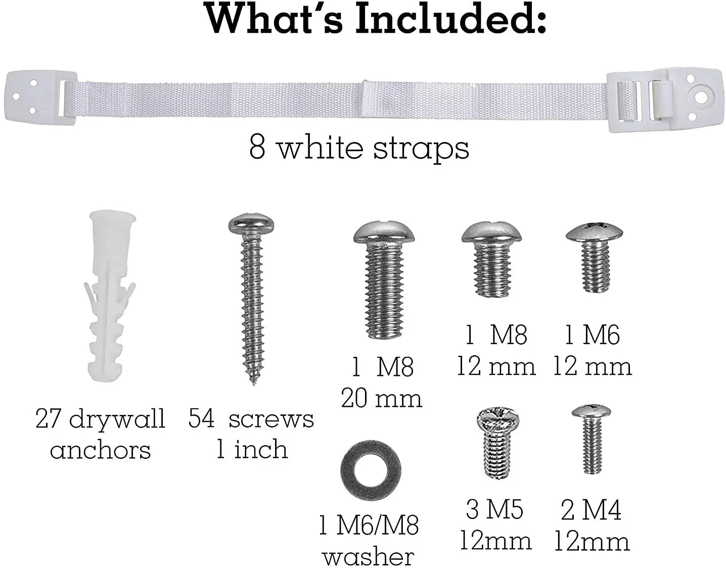Bebe Earth Furniture Straps - Anti Tip Strap for Baby Proofing & Child Safety - 8 Pack - White - Image 2
