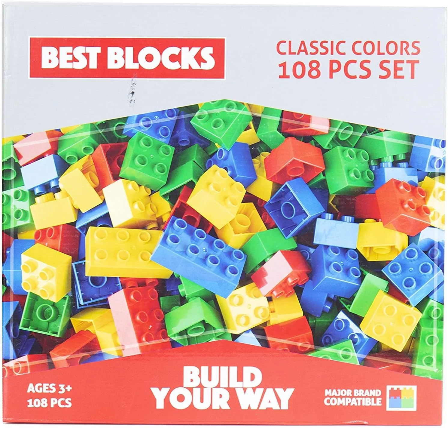 Best Blocks Big Blocks Set - Classic Colours - 108 Pieces - Image 4