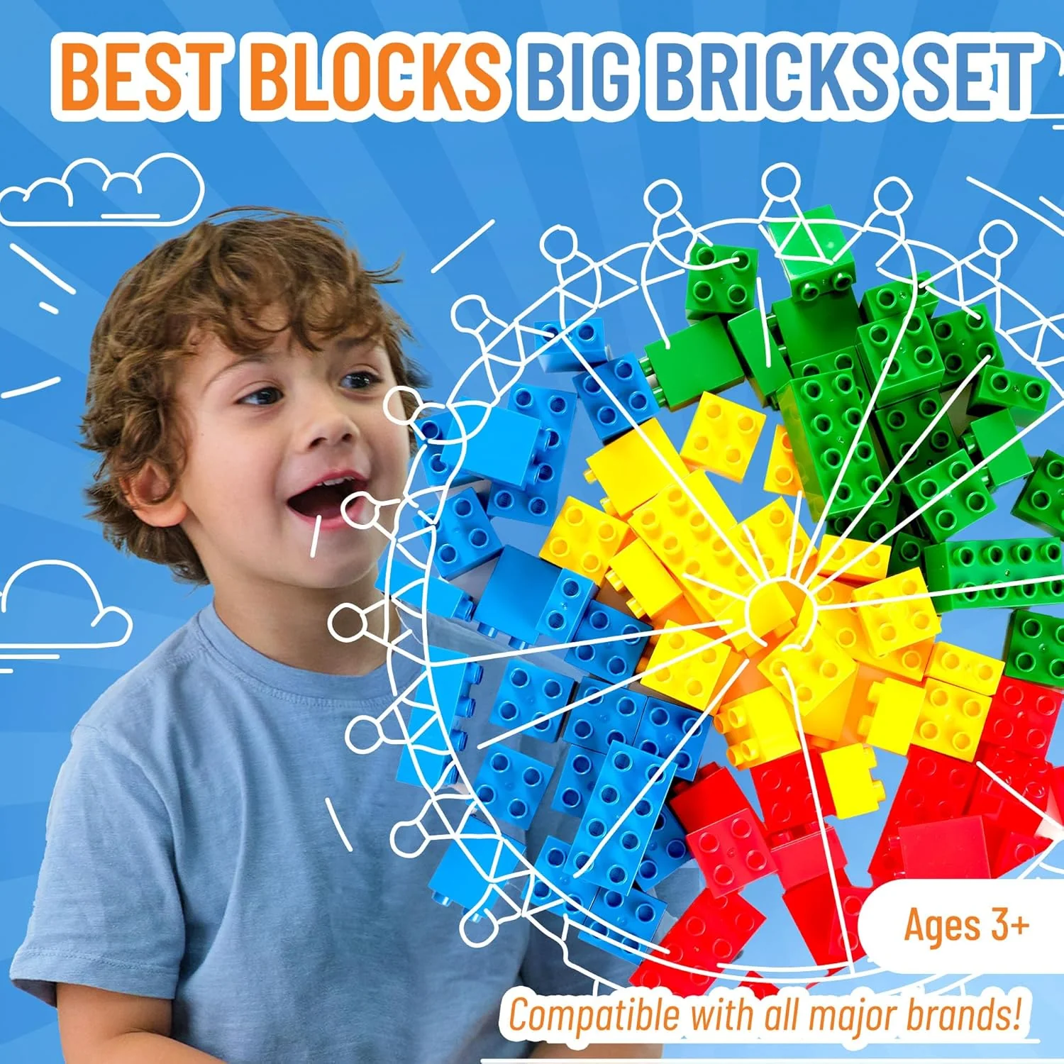 Best Blocks Big Blocks Set - Classic Colours 84 Pieces - Image 5