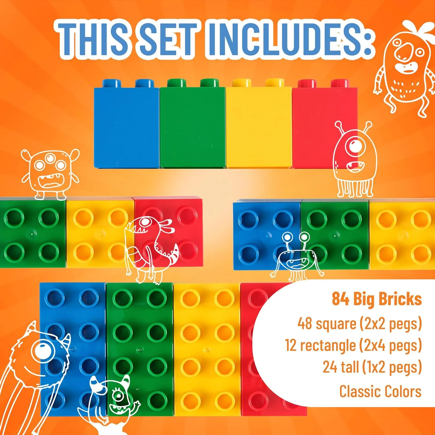Best Blocks Big Blocks Set - Classic Colours 84 Pieces - Image 6
