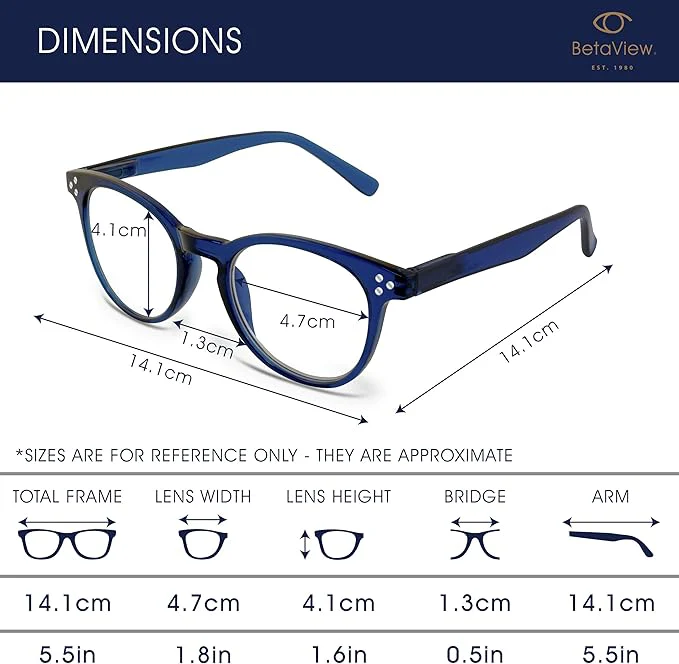 Betaview 4 Pack Retro Round Reading Glasses for Men & Women - 4 Colours (+1.5) - Image 3