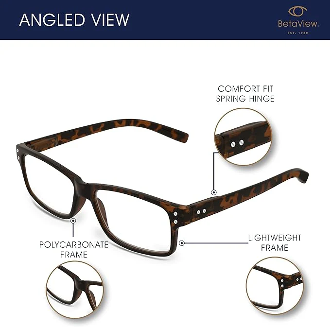Betaview 5 Pack Reading Glasses for Men and Women (+2.00) - Image 2