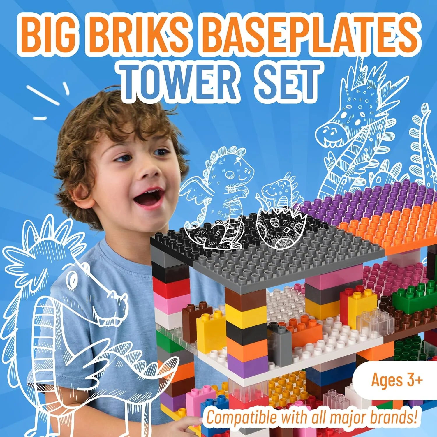 Big Brik Tower Set by Strictly Briks - 96 Briks & 12 Colours - Image 5